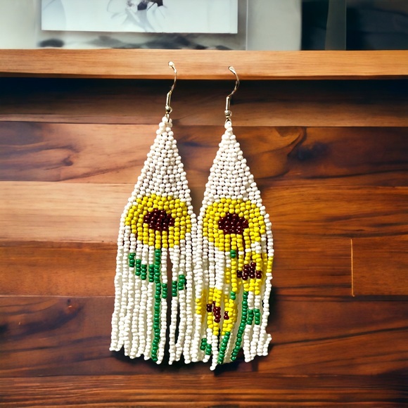 Fourty Dreams Boutique Jewelry - New sunflower dangle rice bead earrings